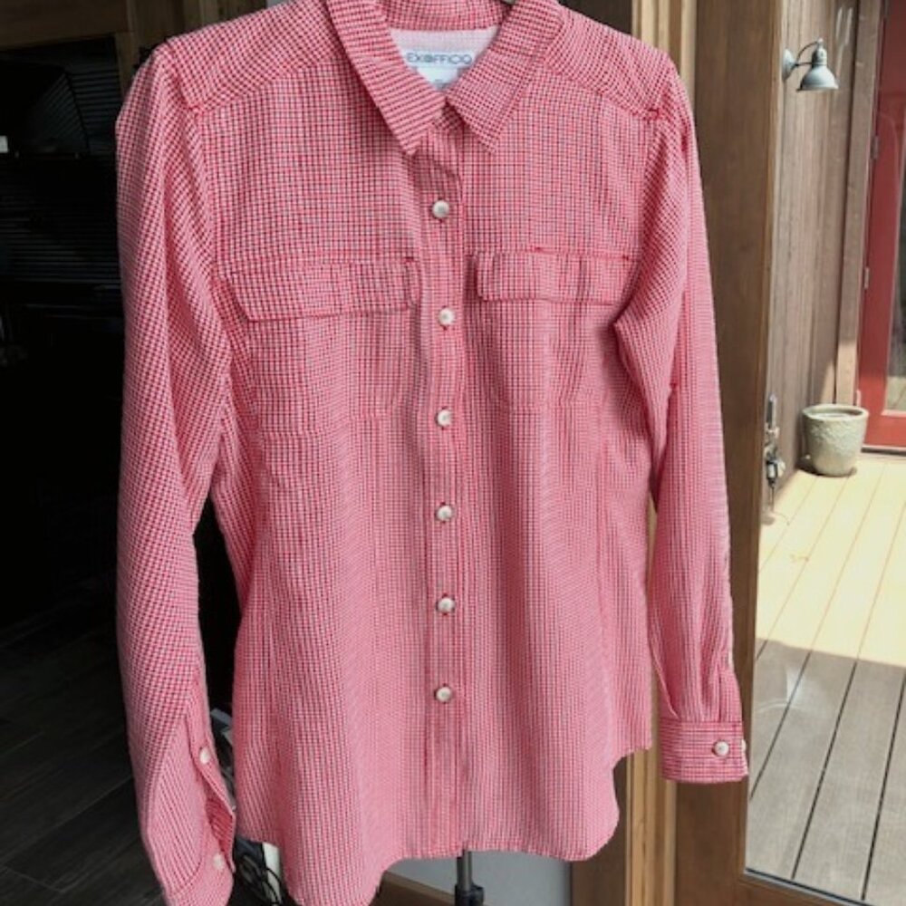 Exofficio Womens White/Red Check Vented Shirt (Sz S/P)